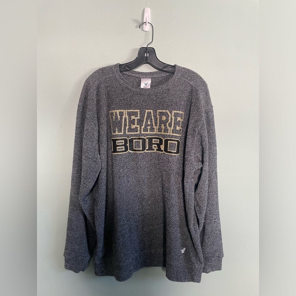 We Are Boro Varsity Spirit Marled Cotton Blend Black Sweatshirt Size L